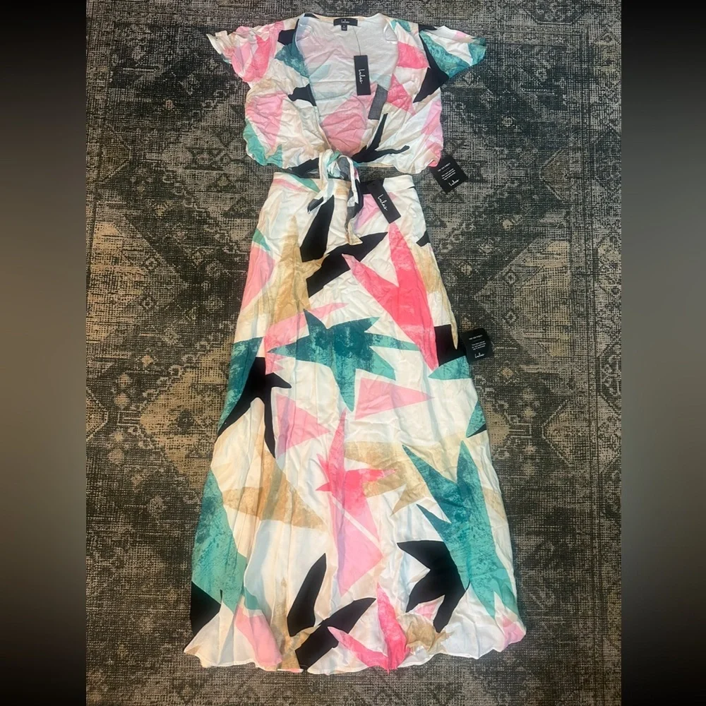 Lulus Two-Piece Tie-Front Top and Maxi Skirt Set